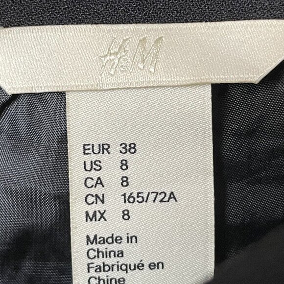 H&M Gray Black Trim Full A-Line Midi Substantial Skirt Pockets Size 8 - Picture 5 of 6